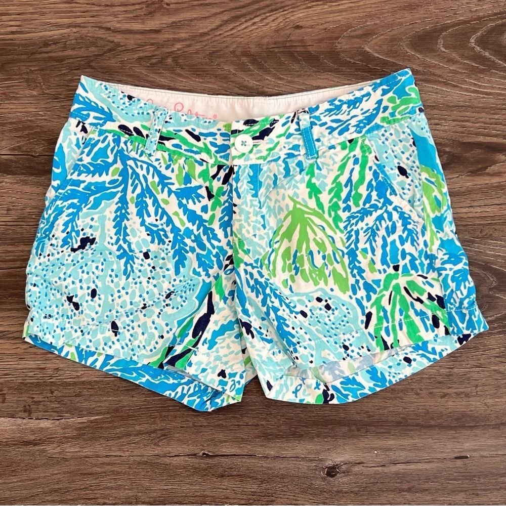 Lilly Pulitzer Spa Blue Let's Cha Cha Callahan Shorts Size 2